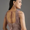 Mauve Net Embellished Saree With Sequins Blouse
