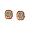736-gold-tone-earrings-in-stud-style-with-enamel-and-stone-detailing-2.webp Gold Tone Earrings In Stud Style With Enamel And Stone Detailing