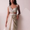 Glam Silver Embroidered Ready-To-Wear Saree In Organza