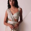 Glam Silver Embroidered Ready-To-Wear Saree In Organza