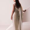 Glam Silver Embroidered Ready-To-Wear Saree In Organza