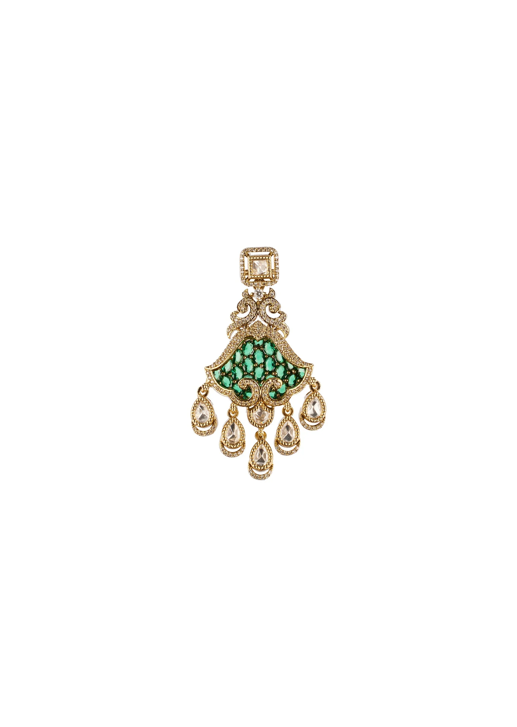 738-green-and-gold-anti-tarnish-cz-diamond-rhodium-plated-brass-earrings-3.webp Green and Gold Anti Tarnish CZ Diamond Rhodium Plated Brass Earrings