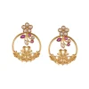 739-gold-finish-earrings-in-hoop-style-with-kundan-and-pink-stone-detailing-2.webp Gold Finish Earrings In Hoop Style With Kundan And Pink Stone Detailing