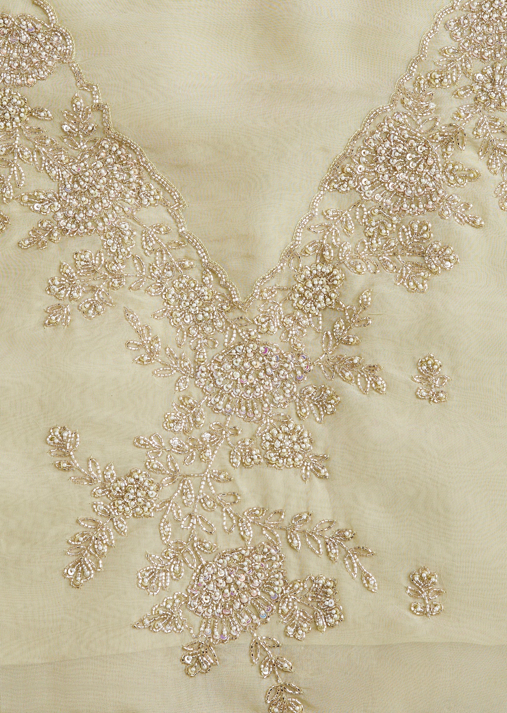 Pista Green Organza Embroidered Dress Material Suit