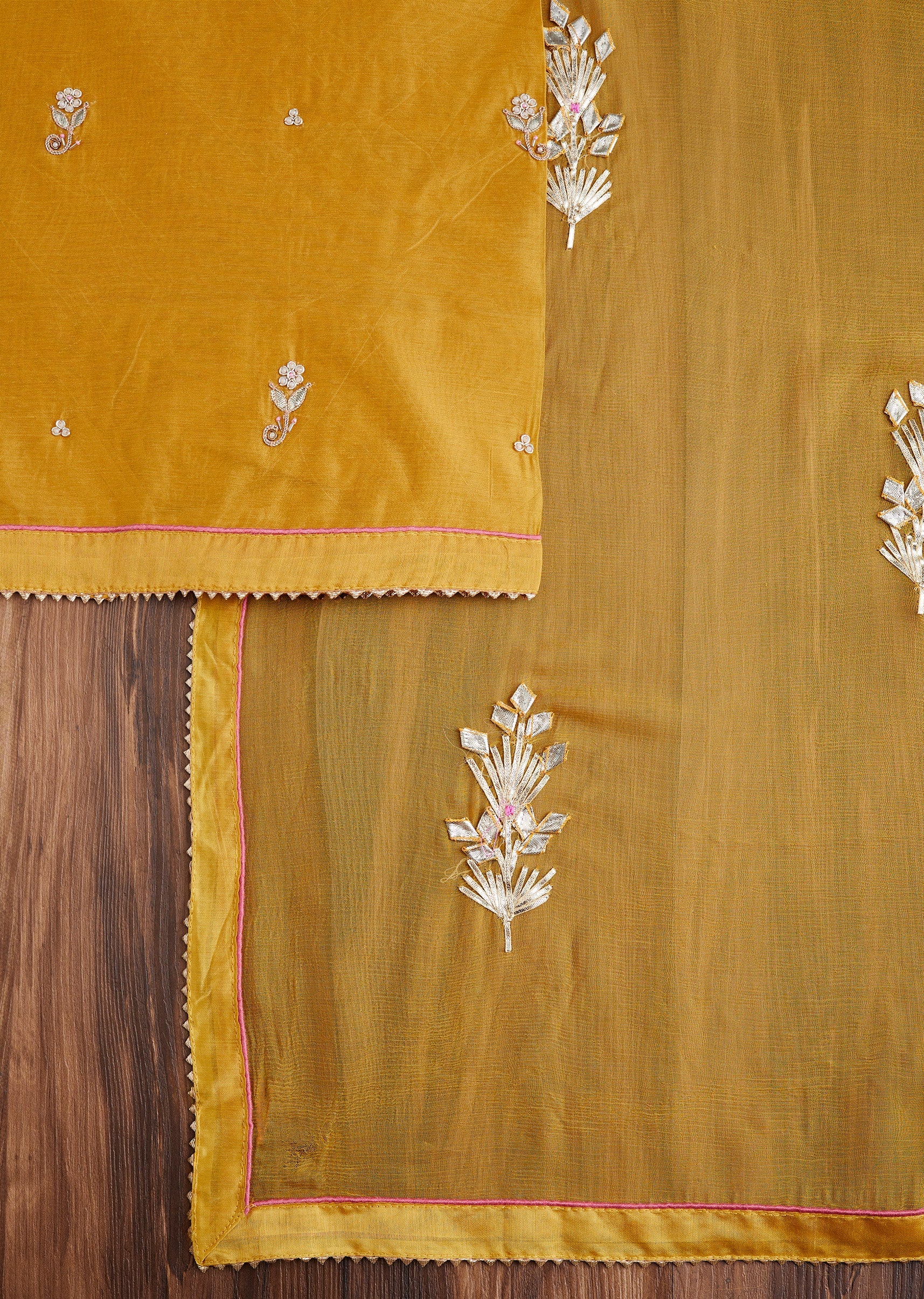 Mustard Tissue Dress Material Suit