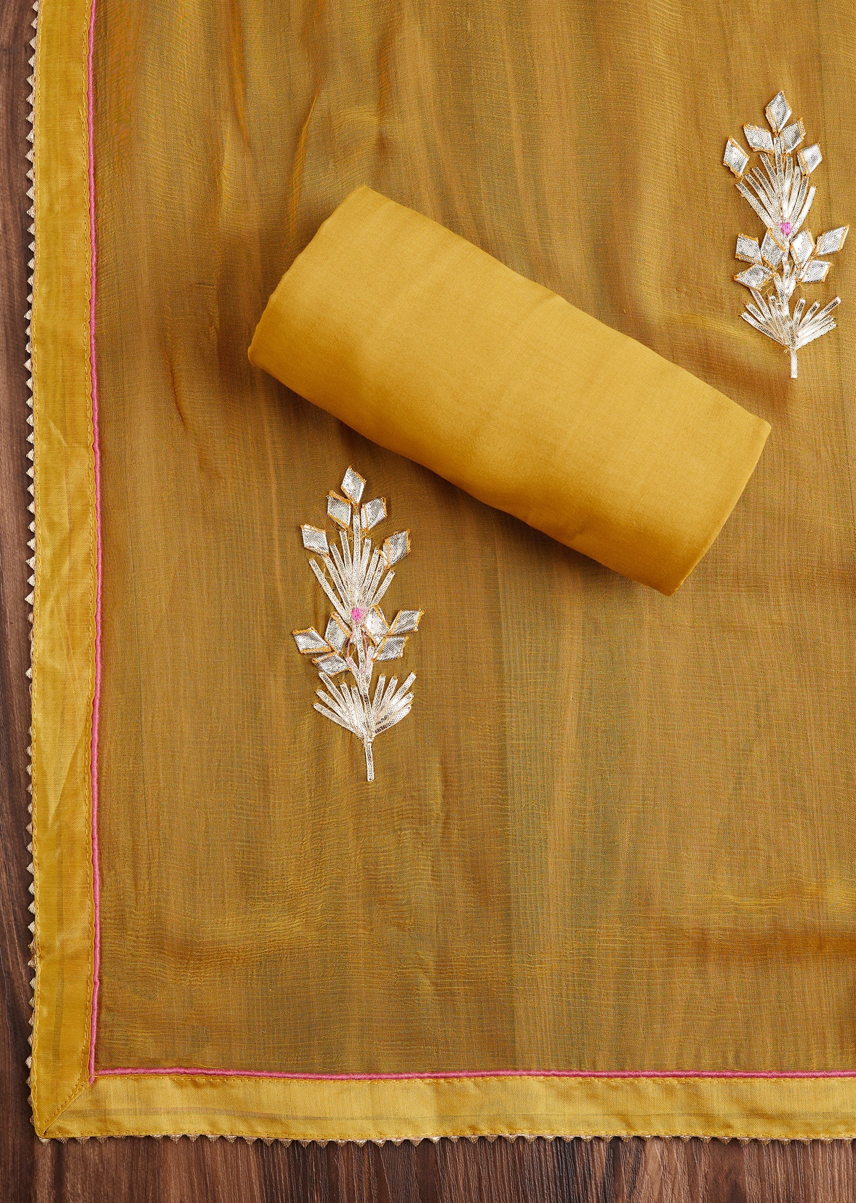 Mustard Tissue Dress Material Suit