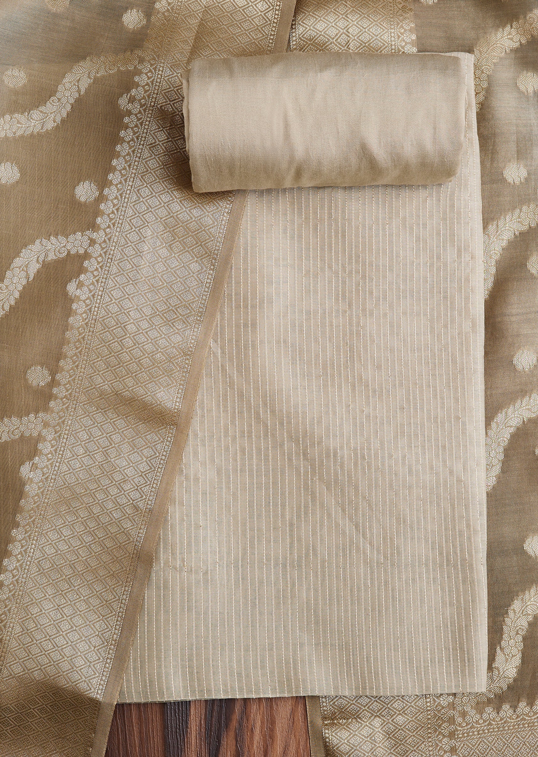 Ivory Tissue Dress Material Suit