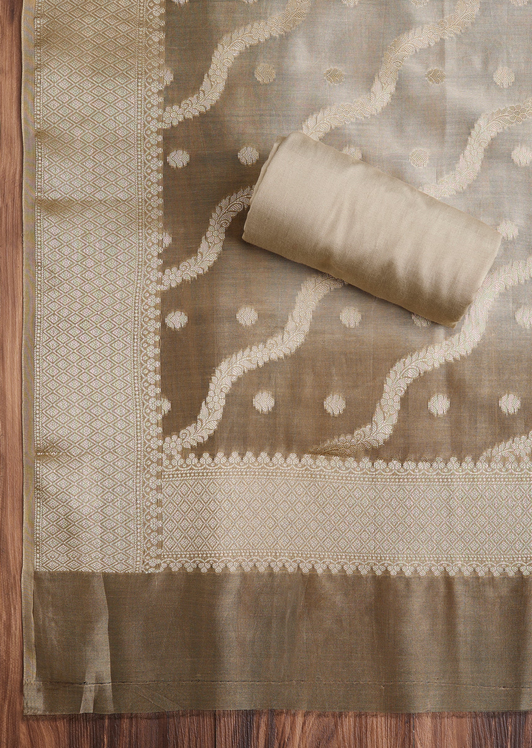 Ivory Tissue Dress Material Suit