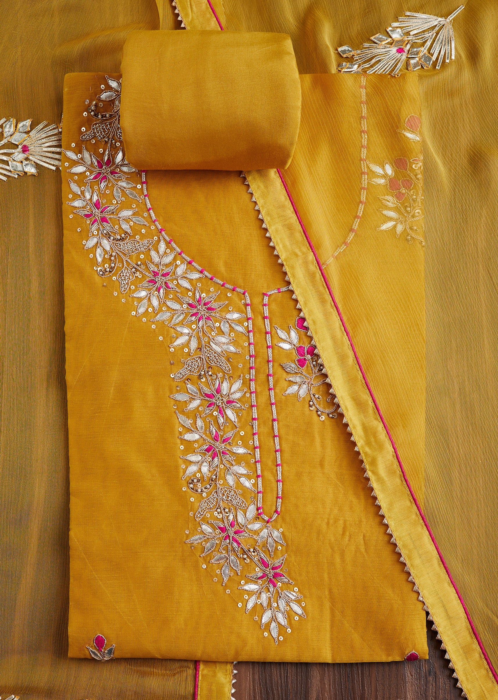 7393-mustard-organza-suit-1.jpg Mustard Organza Suit