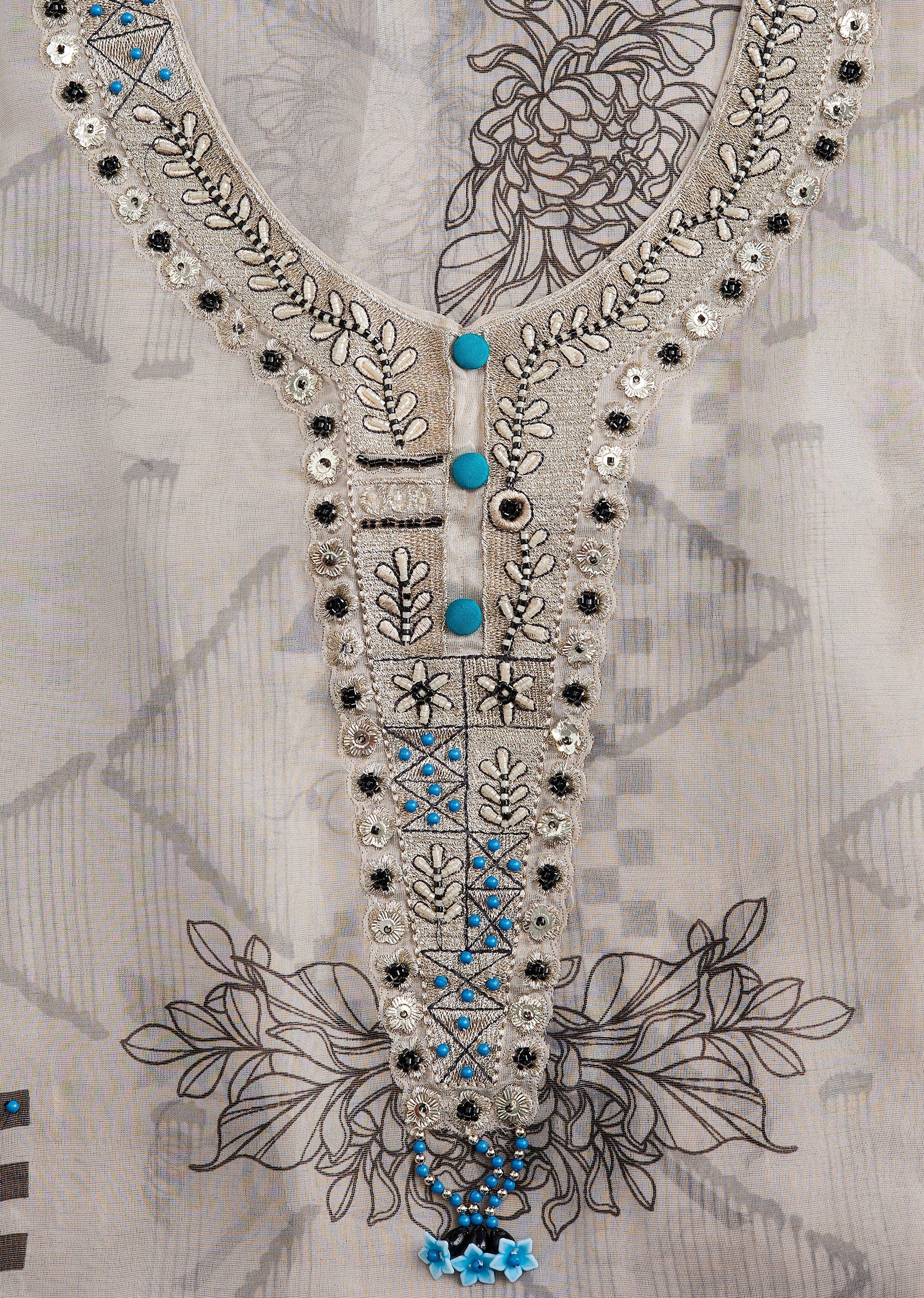 Grey Georgette Printed Suit