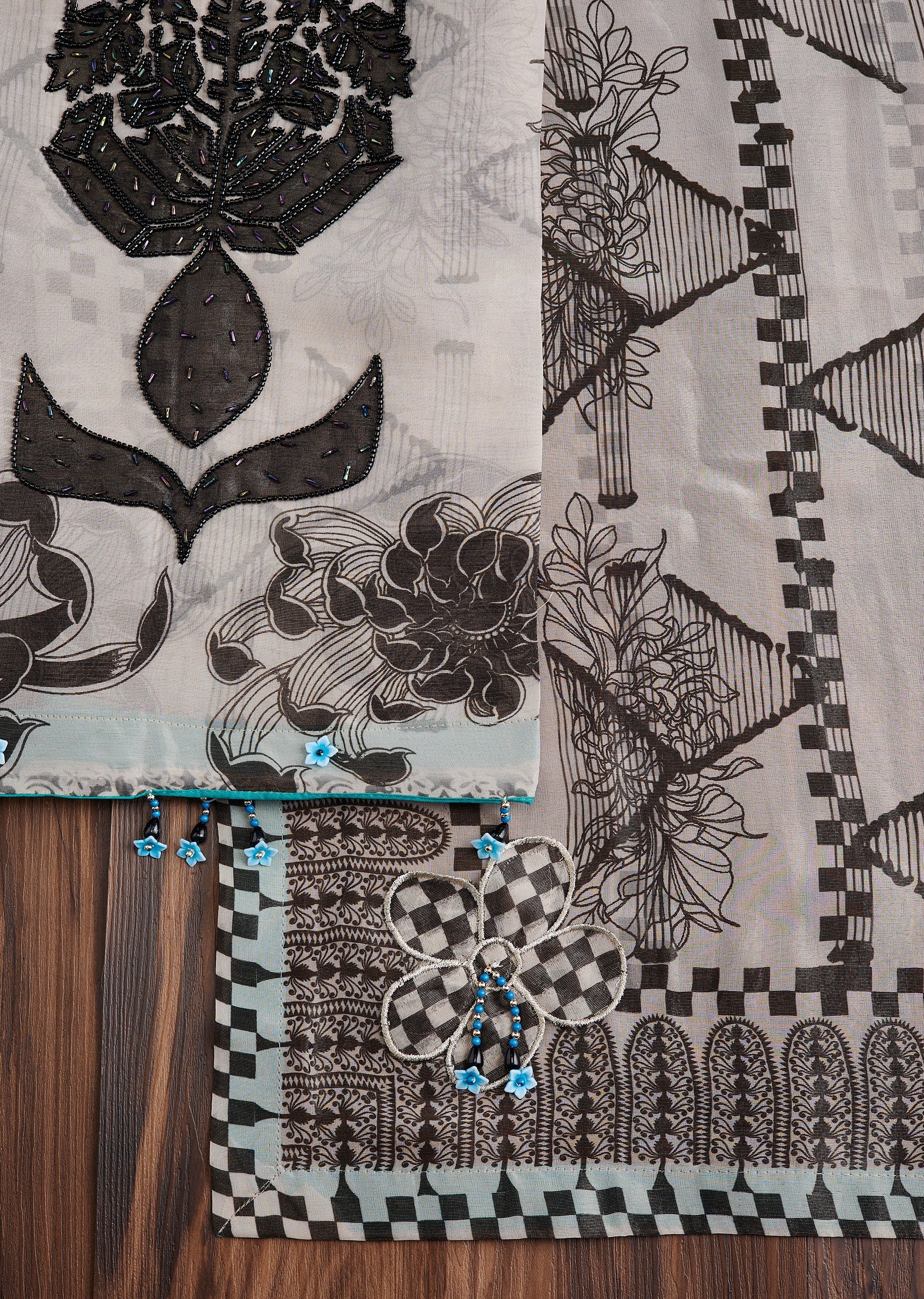Grey Georgette Printed Suit