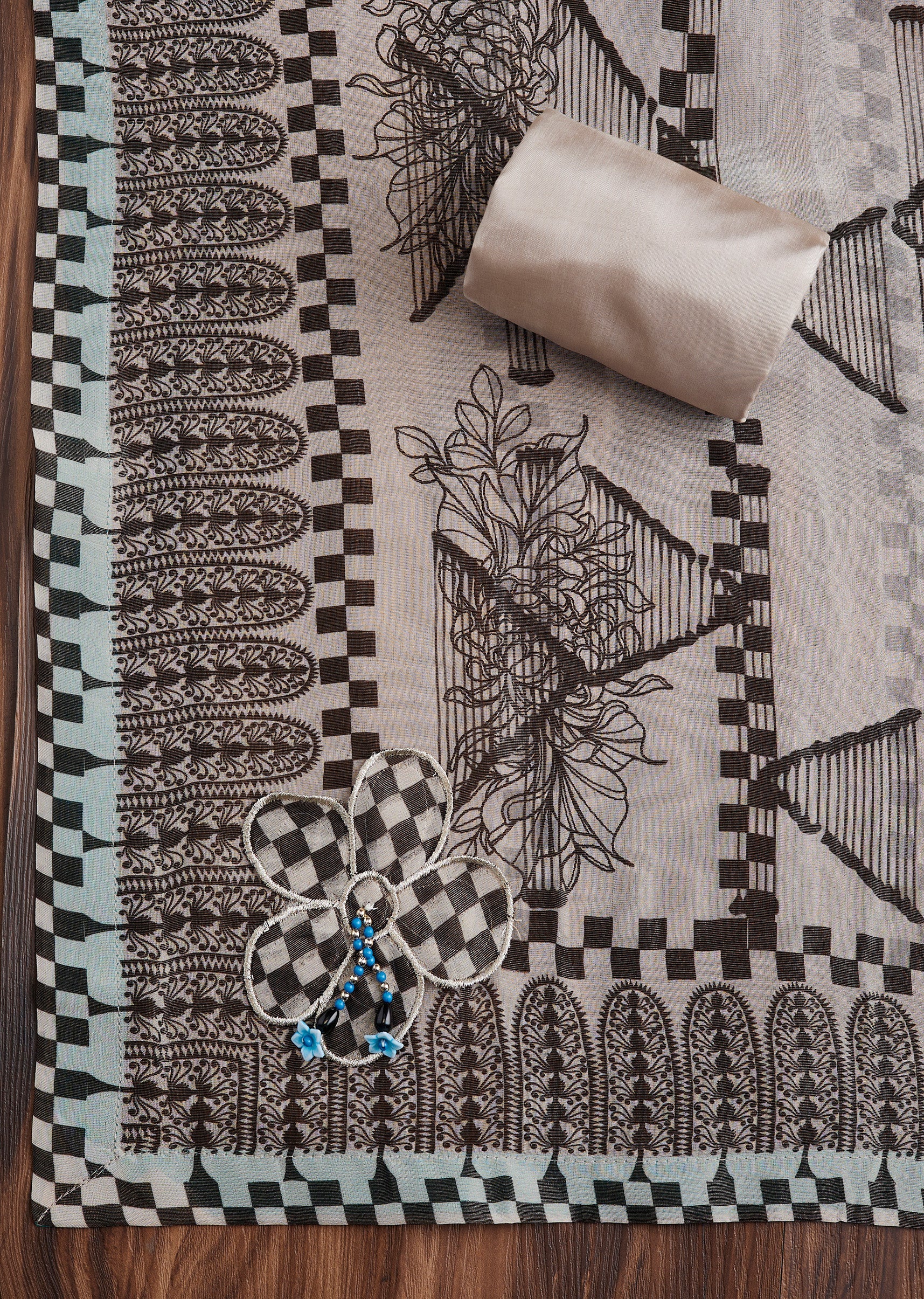 Grey Georgette Printed Suit
