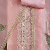Pink Tissue Embroidered Unstitched Suit