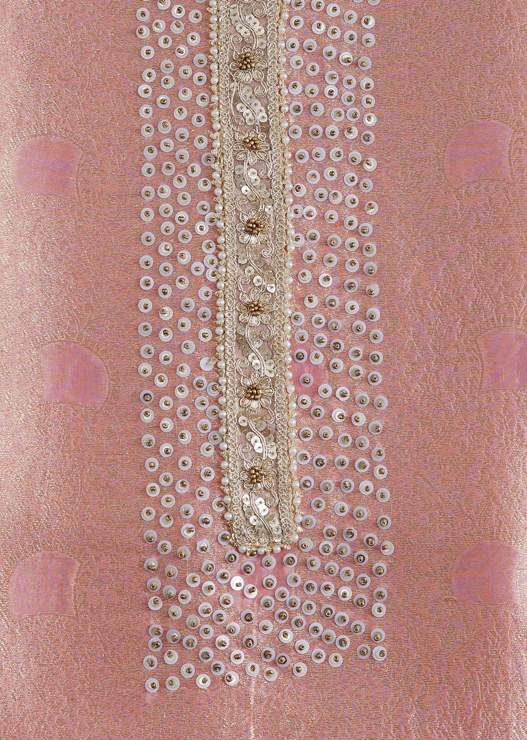 Pink Tissue Embroidered Unstitched Suit