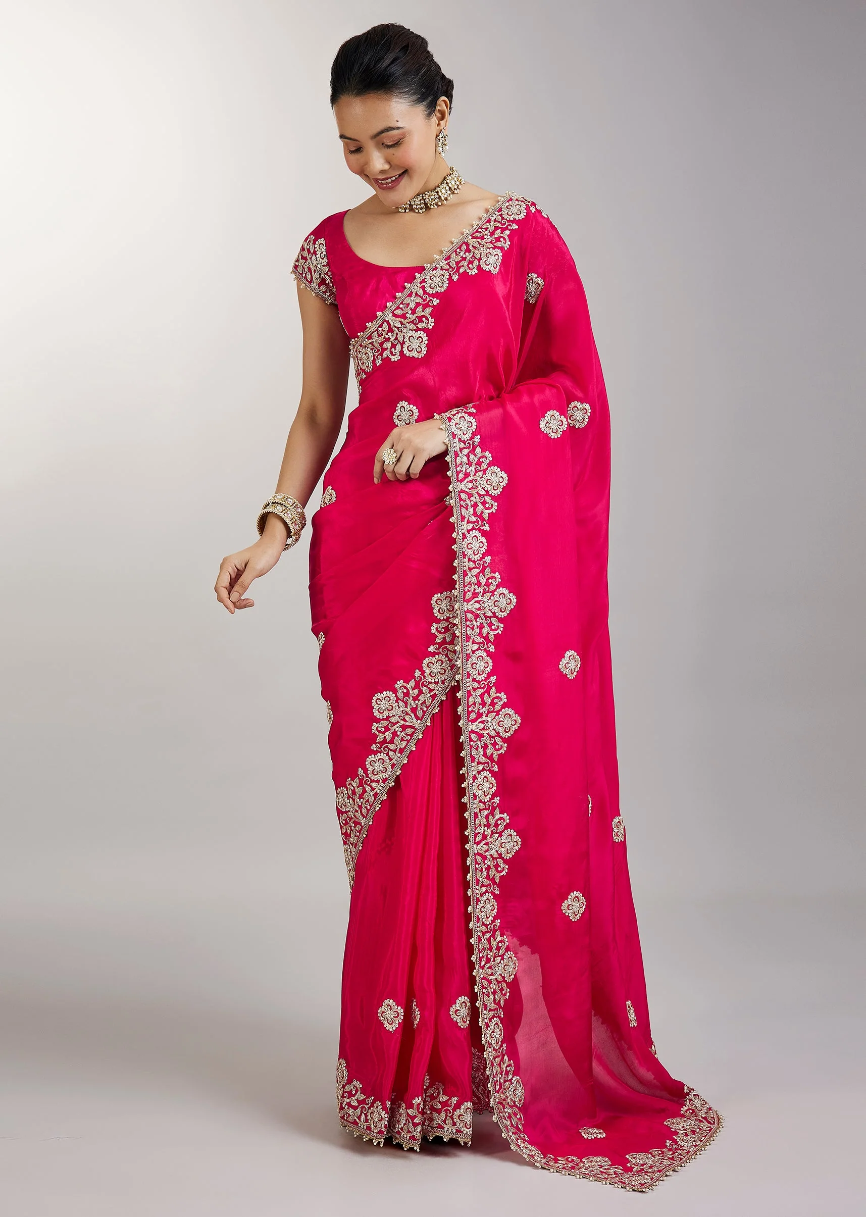7397-rani-pink-embroidered-crepe-saree-1.webp Rani Pink Embroidered Crepe Saree