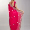 Rani Pink Embroidered Crepe Saree