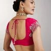 Rani Pink Embroidered Crepe Saree