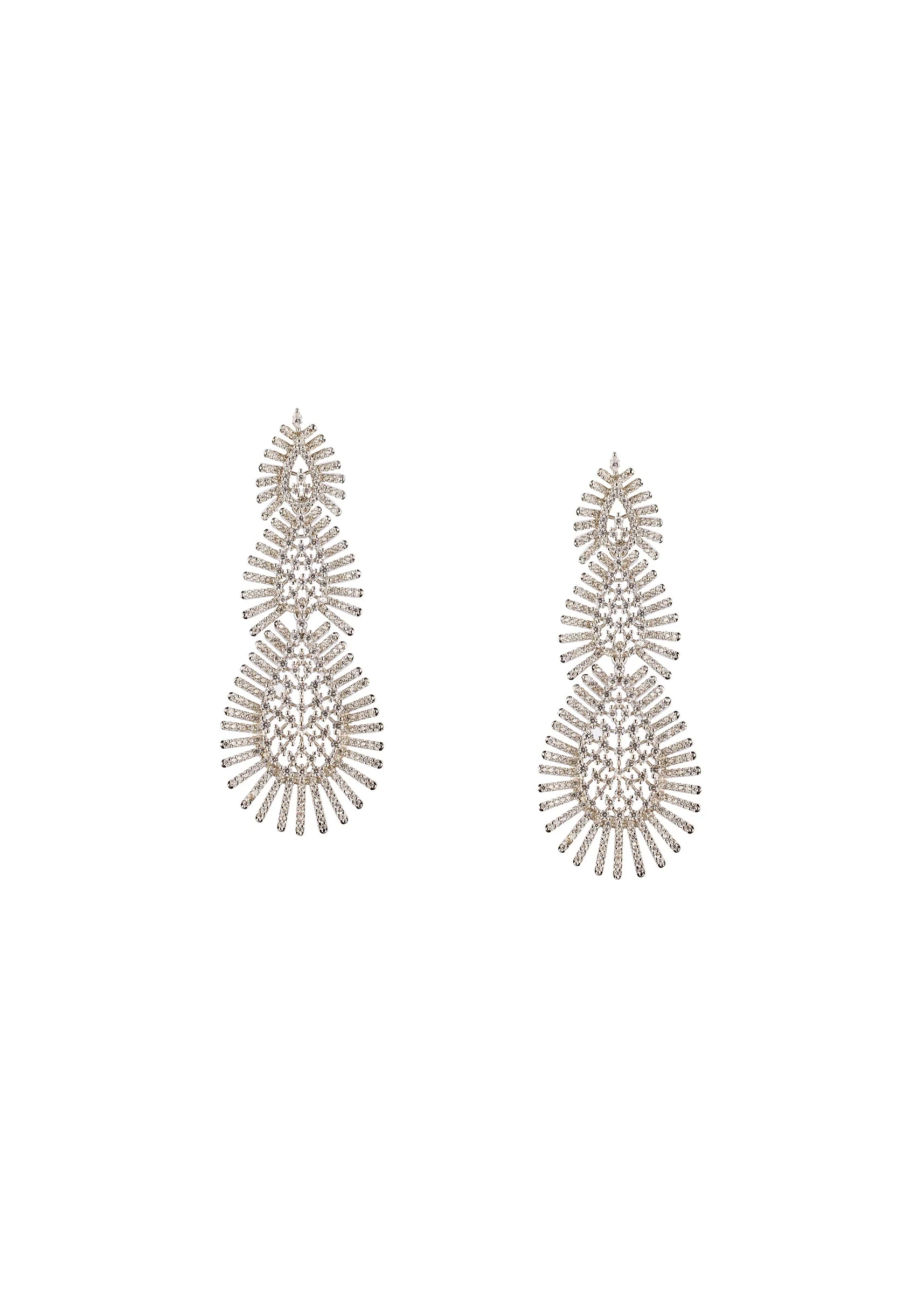 741-silver-anti-tarnish-cz-diamond-rhodium-plated-long-earrings-2.webp Silver Anti Tarnish CZ Diamond Rhodium Plated Long Earrings