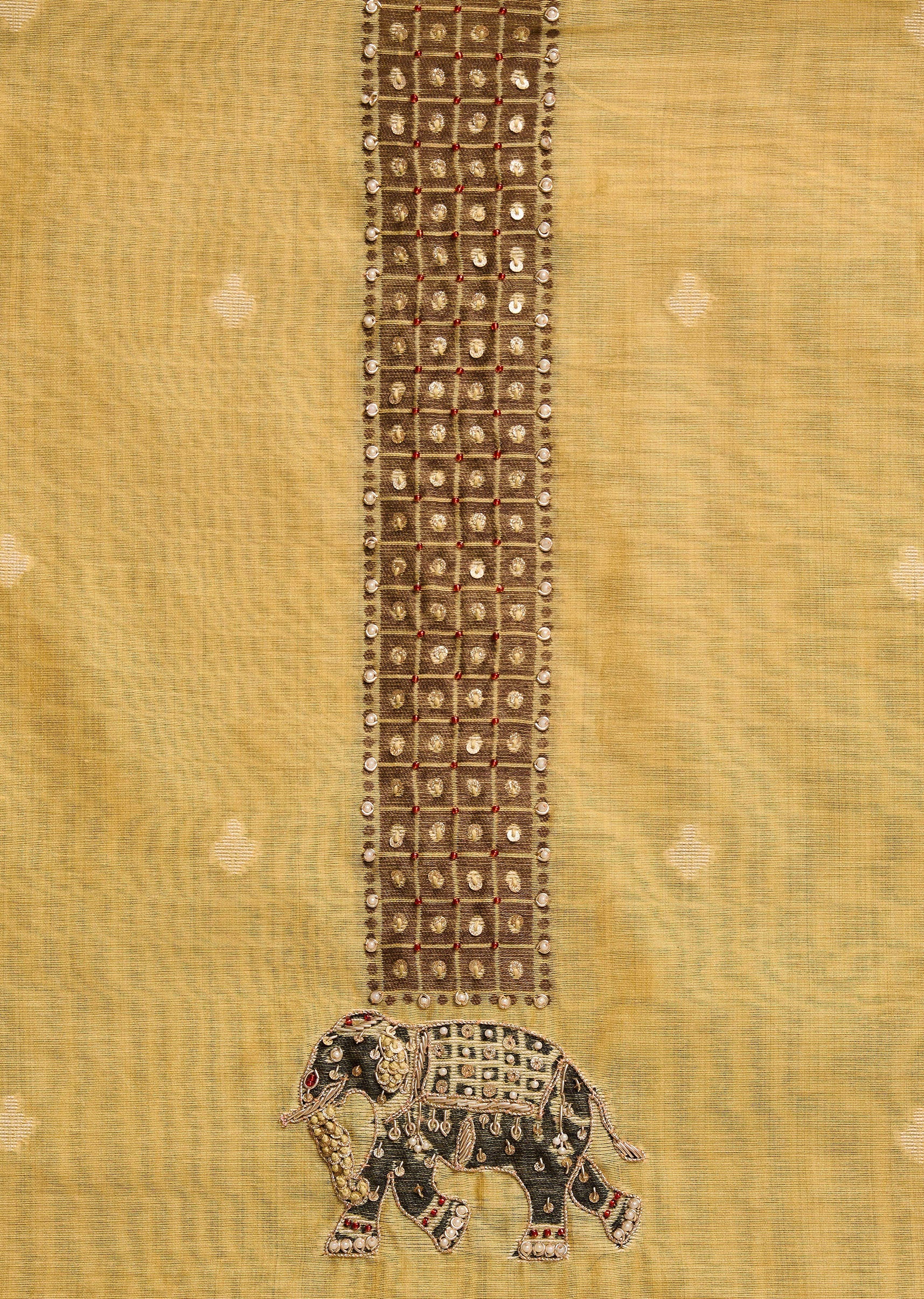 Yellow Chanderi Unstitched Suit With Dupatta