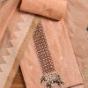 Peach Chanderi Unstitched Suit Set with Dupatta