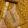 Mustard Yellow Tissue Embroidered Unstitched Suit Set