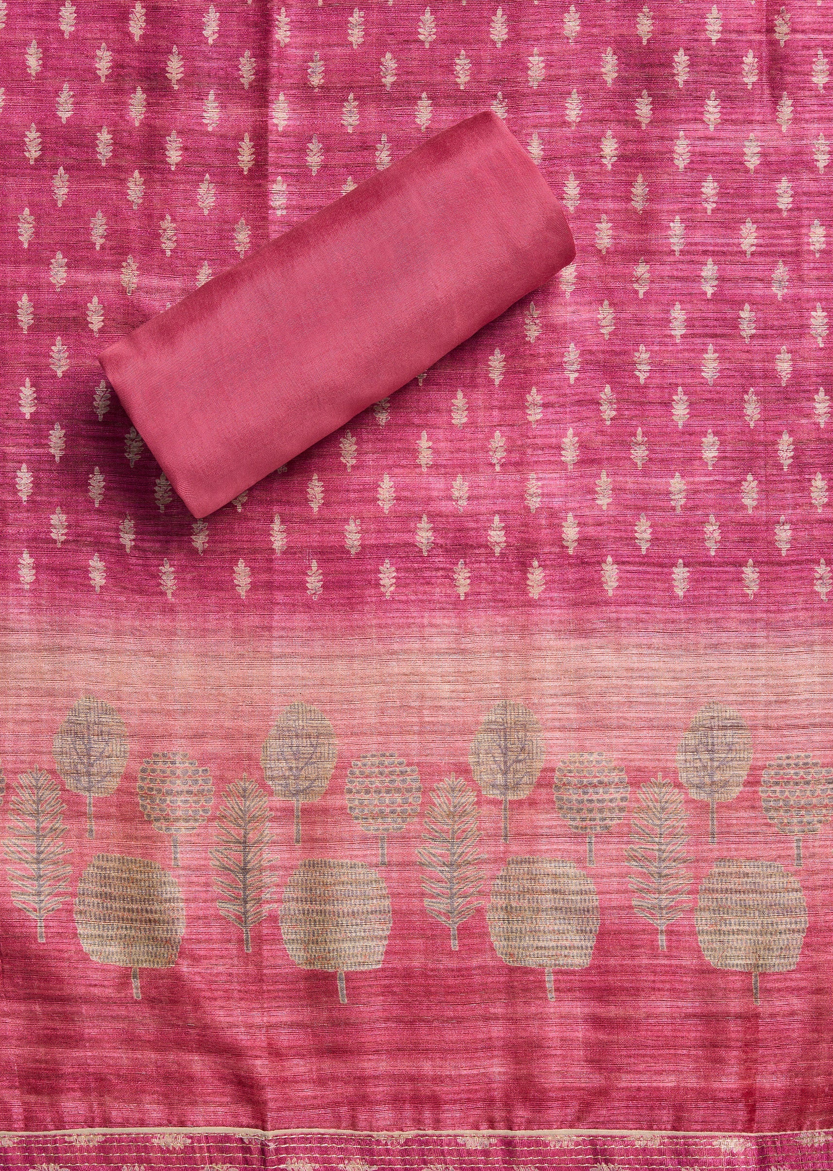 Rani Pink Printed Tissue Unstitched Suit Set