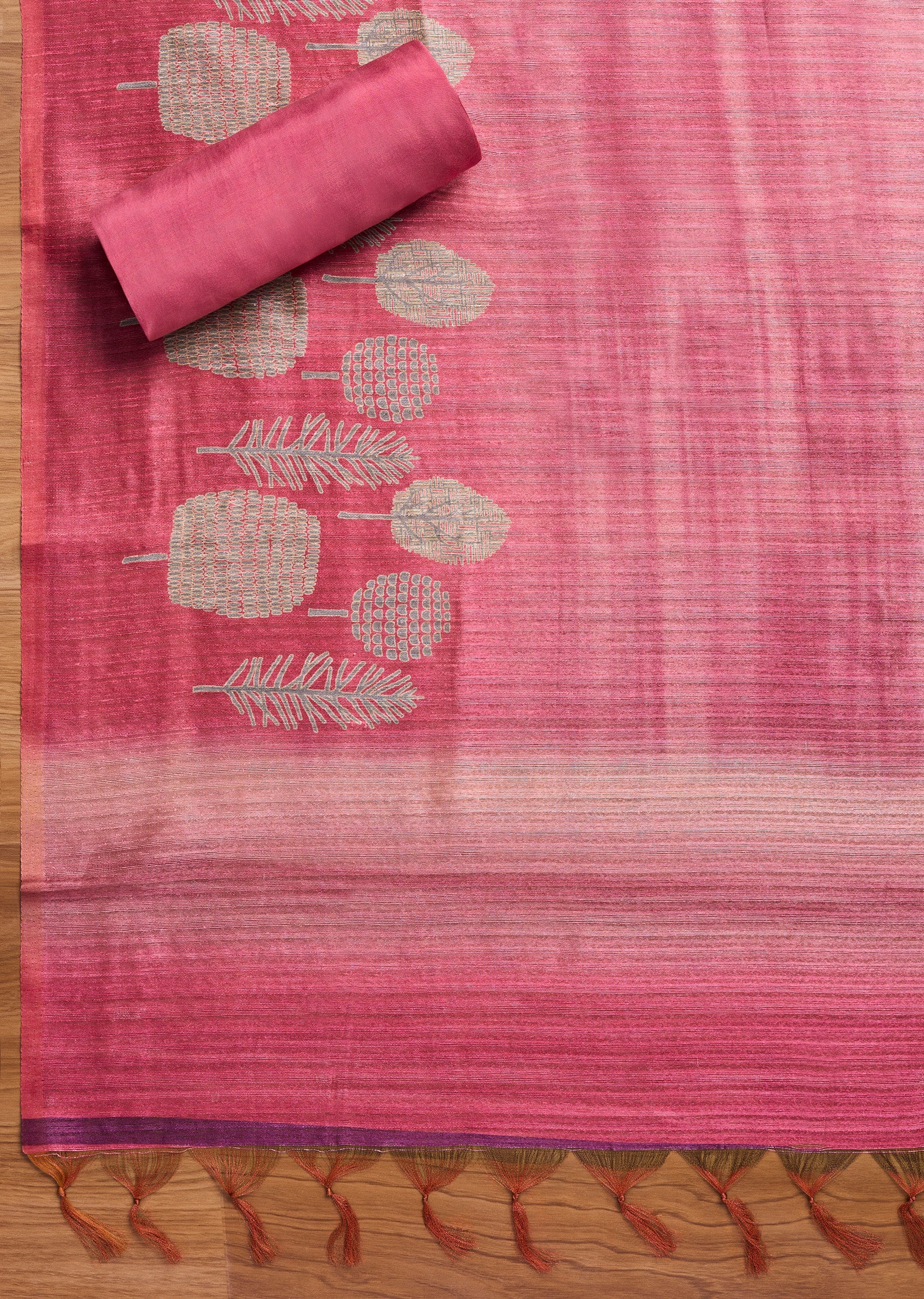 Rani Pink Printed Tissue Unstitched Suit Set