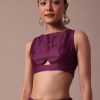 Wine Embroidered Tussar Saree With Unstitched Blouse