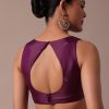 Wine Embroidered Tussar Saree With Unstitched Blouse