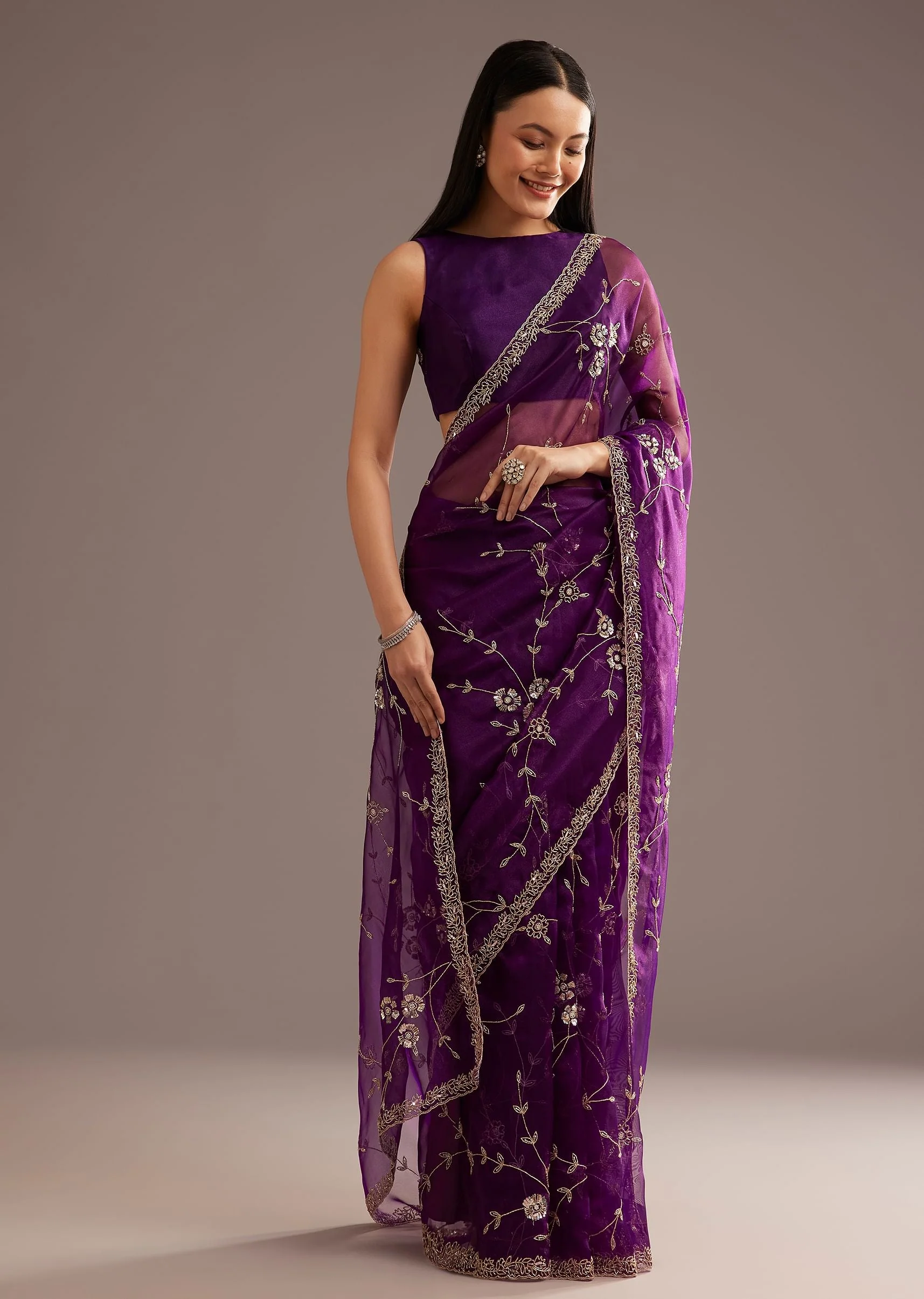 7438-purple-organza-tissue-saree-with-sequins-and-cutdana-jaal-1.webp Purple Organza Tissue Saree With Sequins And Cutdana Jaal