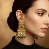 744-gold-finish-dangler-earrings-in-kundan-style-and-pearl-detailing-1.webp Gold Finish Dangler Earrings In Kundan Style And Pearl Detailing
