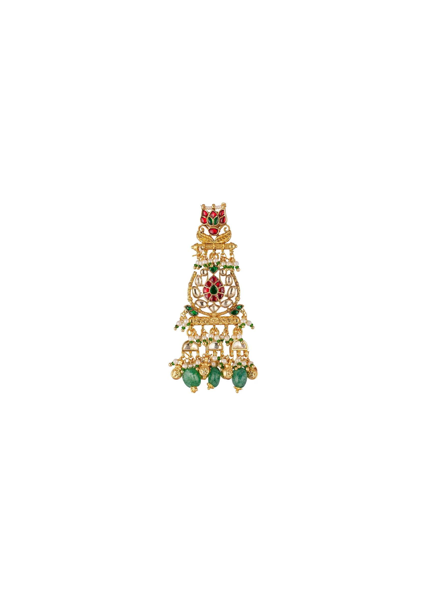 744-gold-finish-dangler-earrings-in-kundan-style-and-pearl-detailing-3.webp Gold Finish Dangler Earrings In Kundan Style And Pearl Detailing