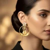 745-gold-toned-earrings-in-hoop-style-with-kundan-and-multi-stone-detailing-1.webp Gold Toned Earrings In Hoop Style With Kundan And Multi Stone Detailing