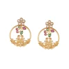 745-gold-toned-earrings-in-hoop-style-with-kundan-and-multi-stone-detailing-2.webp Gold Toned Earrings In Hoop Style With Kundan And Multi Stone Detailing