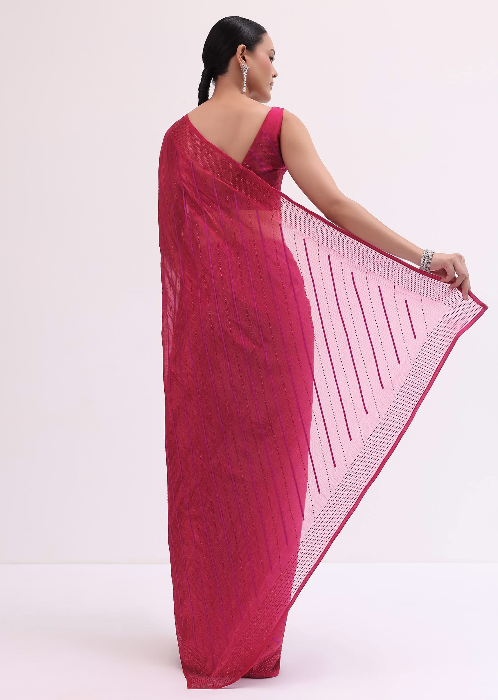 7454-red-stone-embroidered-saree-with-unstitched-blouse-6.jpg Red Stone Embroidered Saree With Unstitched Blouse