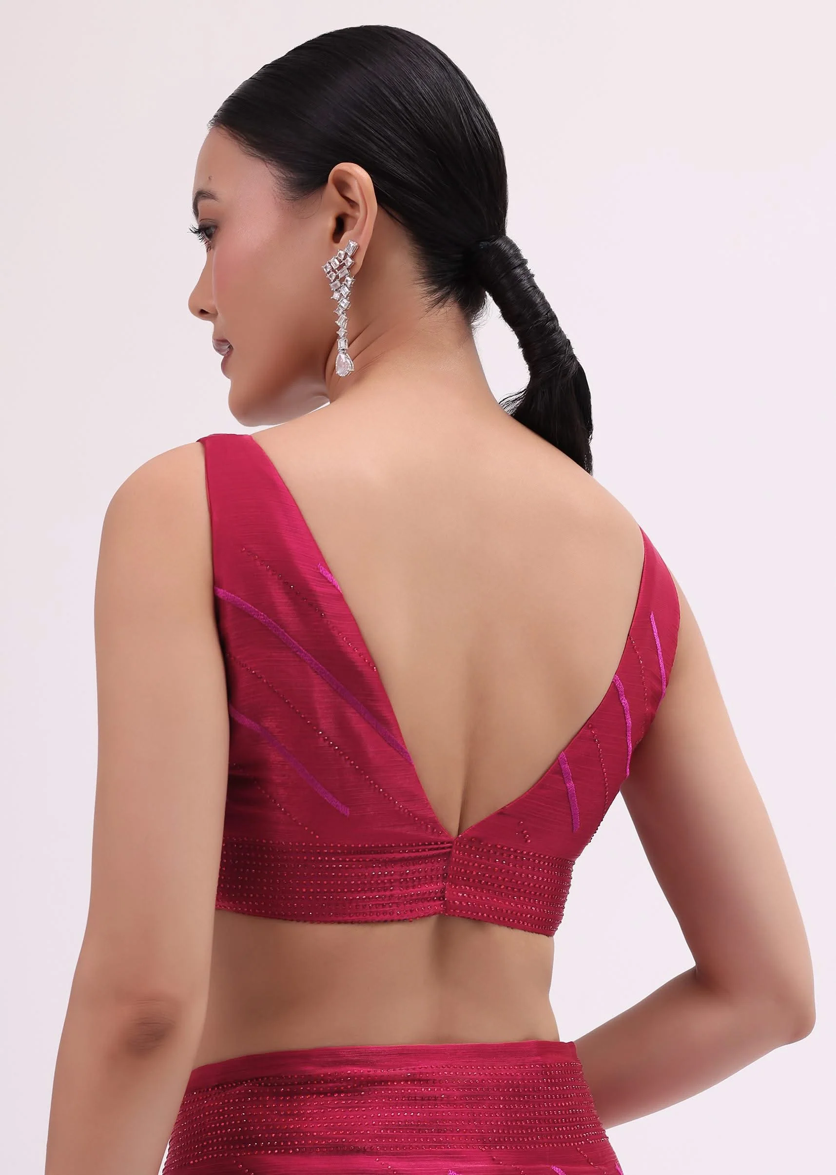 7454-red-stone-embroidered-saree-with-unstitched-blouse-8.webp Red Stone Embroidered Saree With Unstitched Blouse