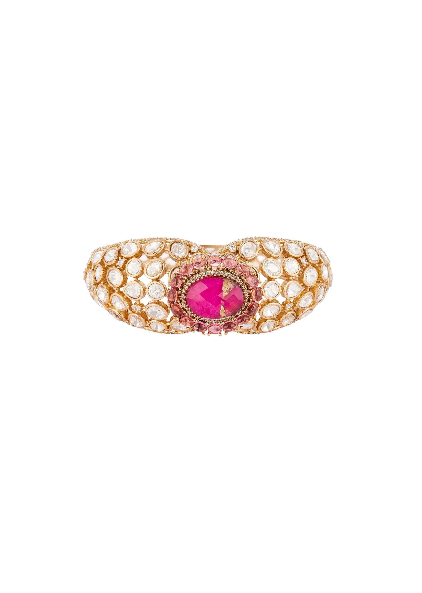 747-gold-finish-ring-in-kundan-polki-with-semi-precious-stones-2.webp Gold Finish Ring In Kundan Polki With Semi Precious Stones