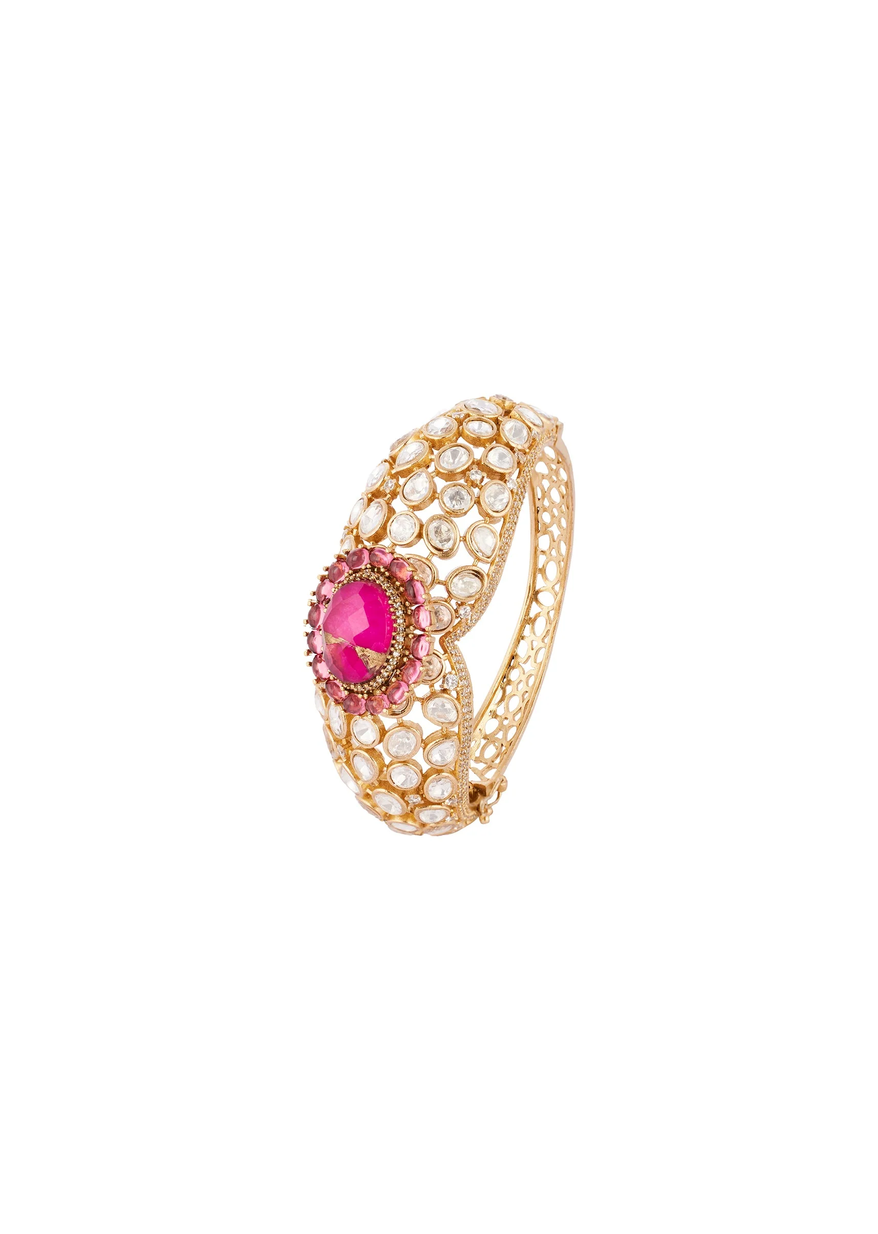 747-gold-finish-ring-in-kundan-polki-with-semi-precious-stones-3.webp Gold Finish Ring In Kundan Polki With Semi Precious Stones