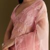 Pink Tissue Saree With Heavy Cutdana And Beads Embroidery