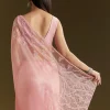 Pink Tissue Saree With Heavy Cutdana And Beads Embroidery