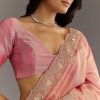 Pink Glass Tissue Sareee With Embroidered Scallop Border