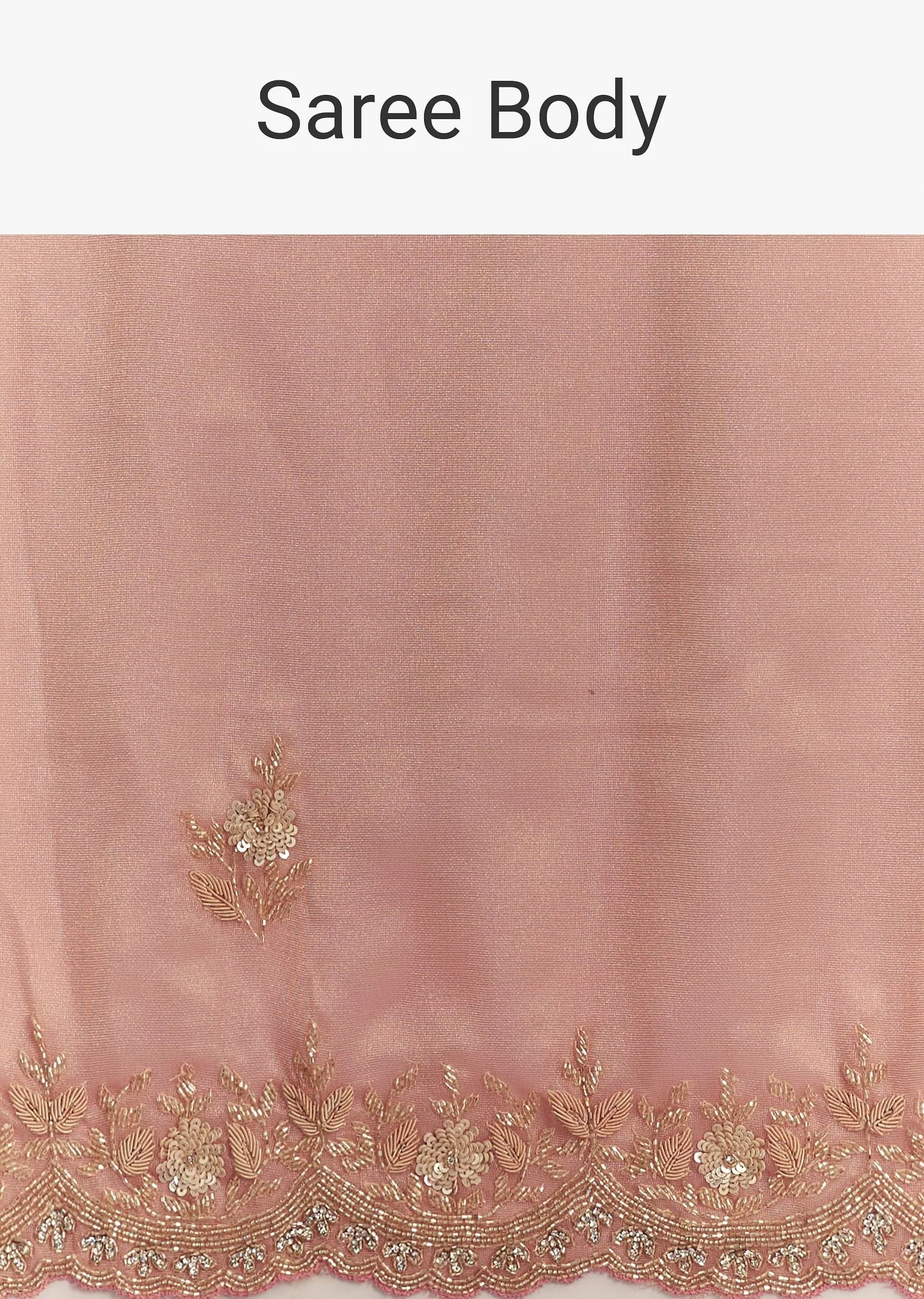Pink Glass Tissue Sareee With Embroidered Scallop Border