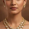 749-gold-finish-jewellery-set-with-semi-precious-stones-in-polki-1.webp Gold Finish Jewellery Set With Semi Precious Stones In Polki