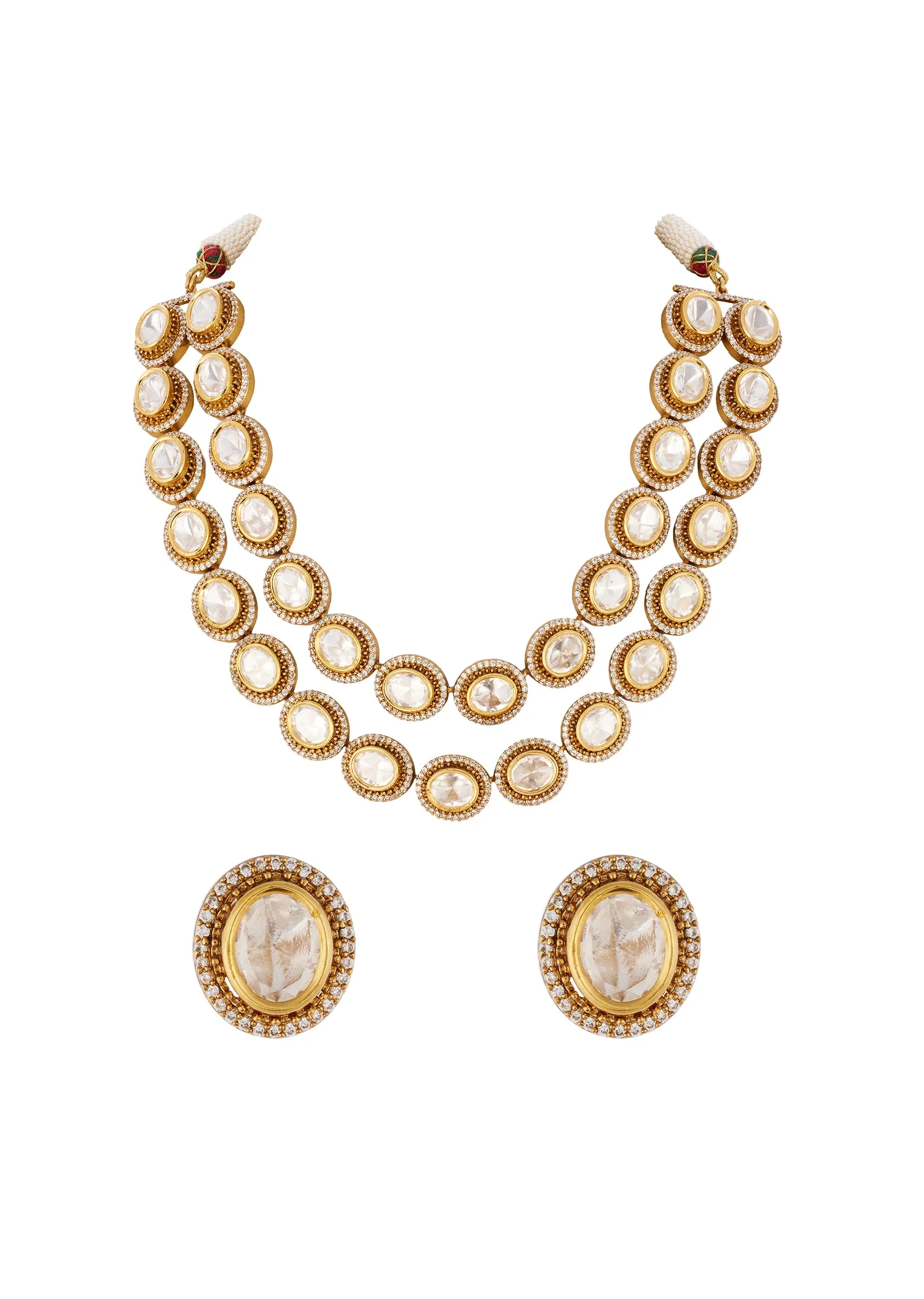 749-gold-finish-jewellery-set-with-semi-precious-stones-in-polki-2.webp Gold Finish Jewellery Set With Semi Precious Stones In Polki