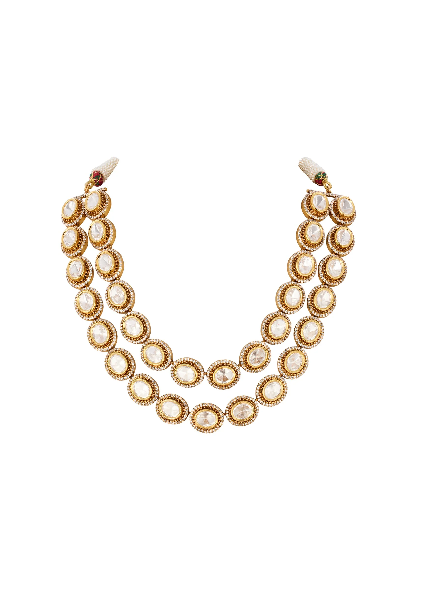 749-gold-finish-jewellery-set-with-semi-precious-stones-in-polki-3.webp Gold Finish Jewellery Set With Semi Precious Stones In Polki