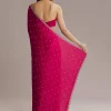 Hot Pink Chinon Saree With Cutdana And Stone Embroidery