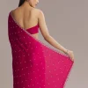 Hot Pink Chinon Saree With Cutdana And Stone Embroidery