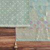 Aqua Blue Chanderi Unstitched Suit With Dupatta