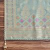 Aqua Blue Chanderi Unstitched Suit With Dupatta