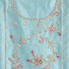 Aqua Blue Chanderi Unstitched Suit With Contrast Dupatta